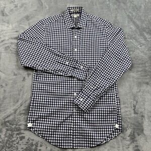 J.Crew Thomas Mason Shirt Mens Small Slim Blue Gingham Plaid Long Sleeve Button